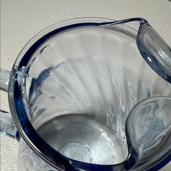 Vintage Elegant Blue Glass Pitcher Swirl Design - Picture 6 of 7
